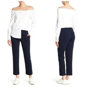 Theory Navy Blue Hartsdale Knit Oxford Crop Ankle Pants